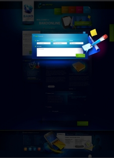 欧美蓝色创意窗口网站首页设计