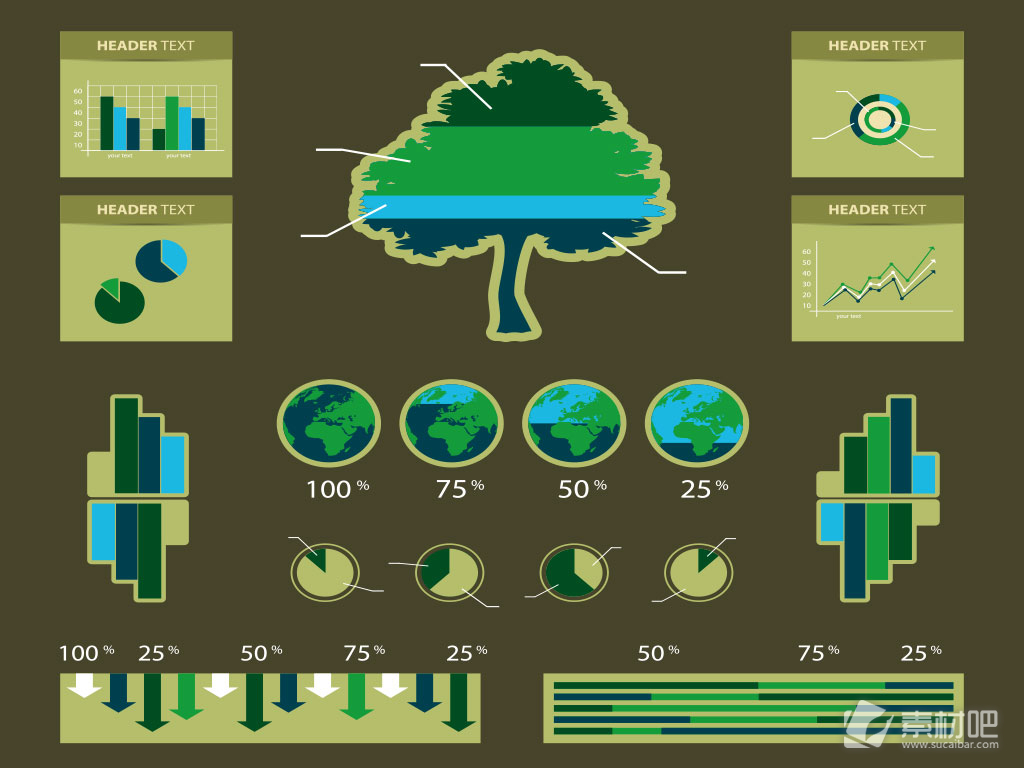 绿色环境分析表矢量素材