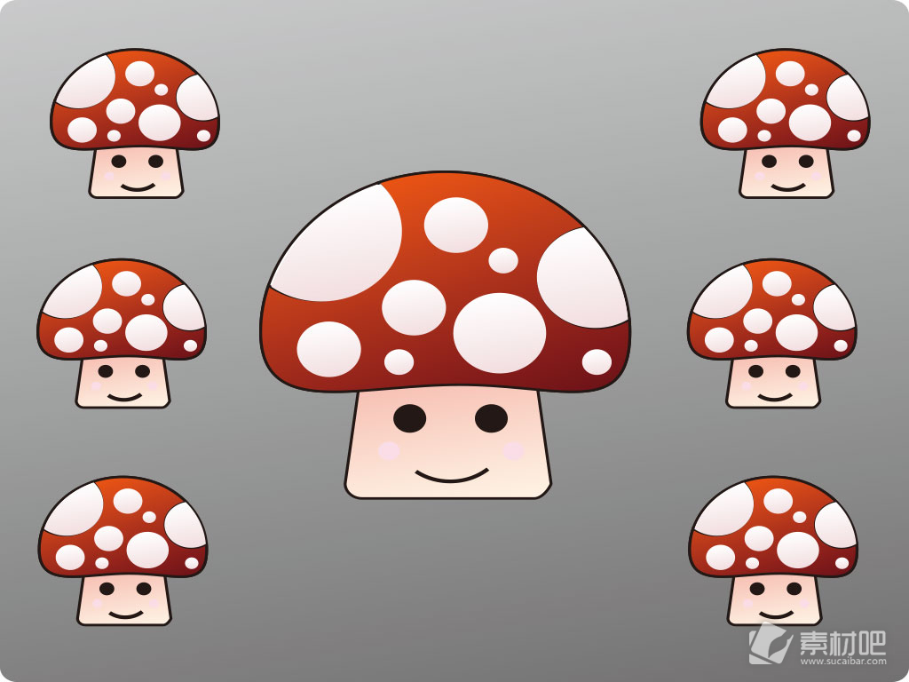 可爱卡通蘑菇人矢量素材