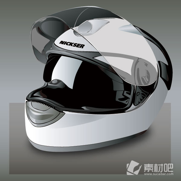 黑白摩托车头盔写真矢量素材