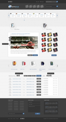 灰色运动风格足球网站首页设计
