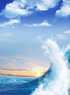 碧蓝大海上的海浪高清图片