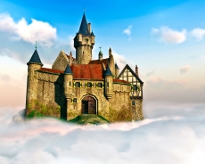 云端上的古老城堡高清图片