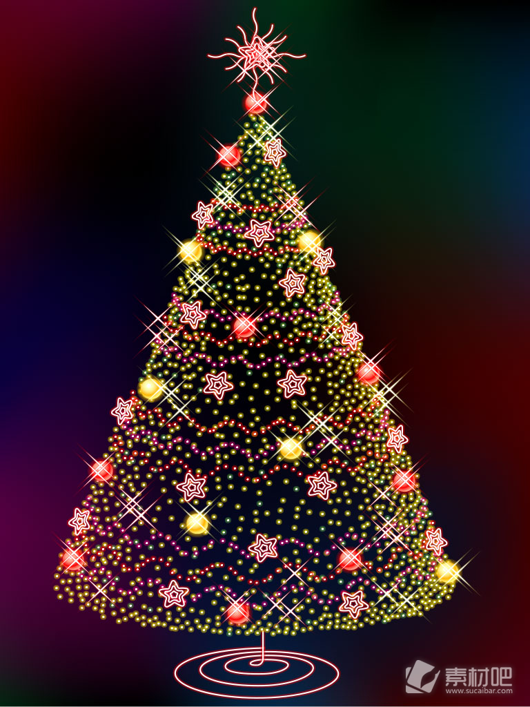 闪亮锥形创意圣诞树矢量素材