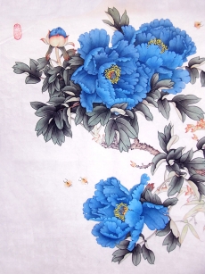 蓝色美丽水彩花卉高清图片