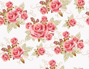 粉红色浪漫玫瑰花朵花纹矢量素材