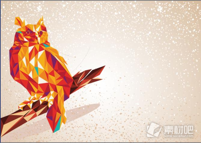 创意猫头鹰水晶质感矢量素材