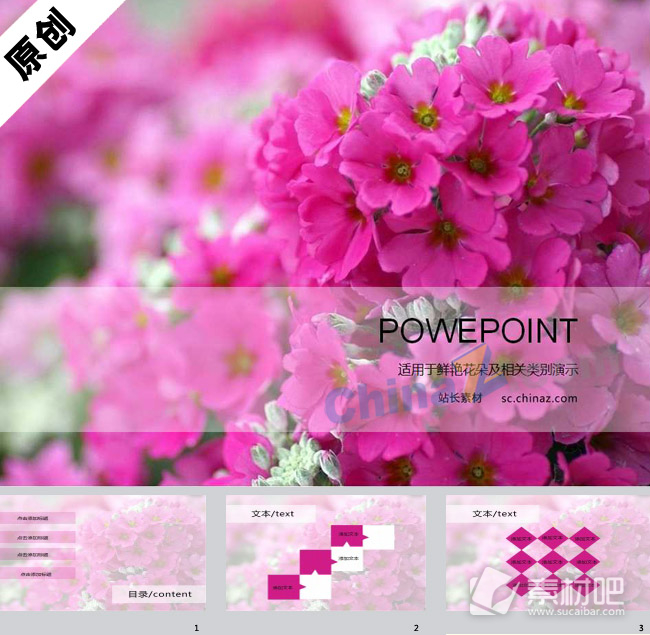 粉红色鲜花植物PPT模板
