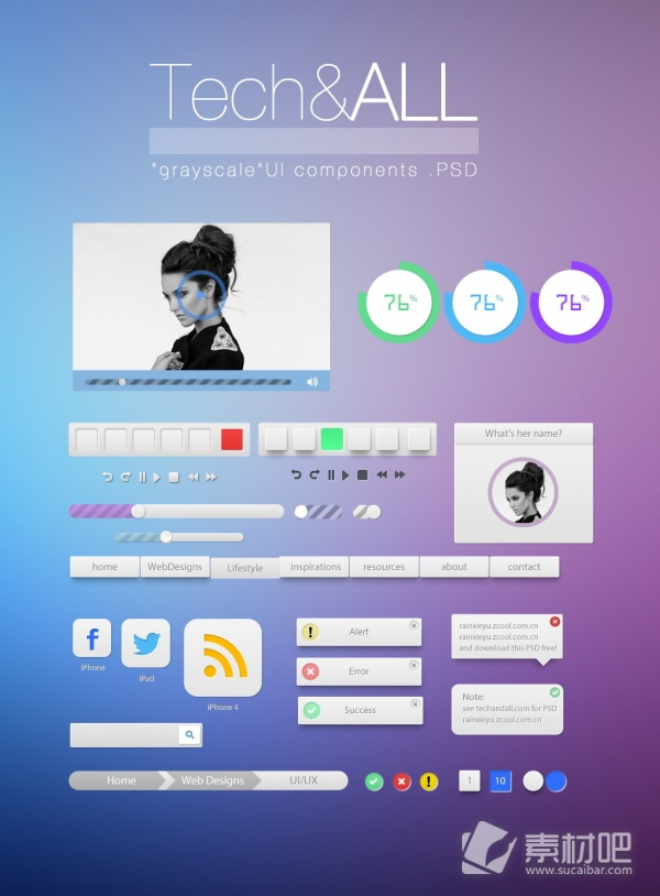 紫色漂亮网页模板创意PSD素材