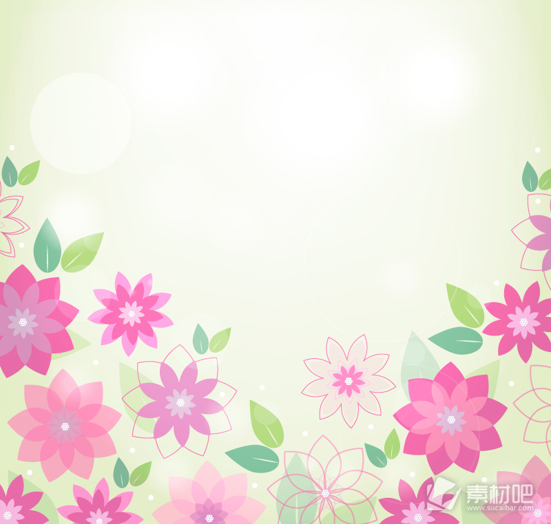 春季粉色花朵背景矢量图素材