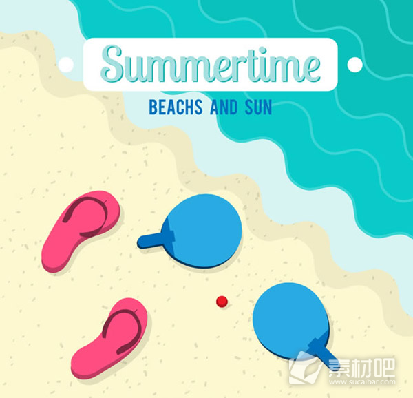 夏季海滩插画PSD素材