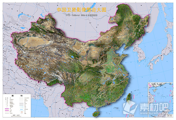 卫星影像中国地图PSD素材下载