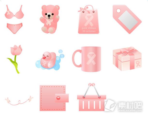 粉红丝带购物图标