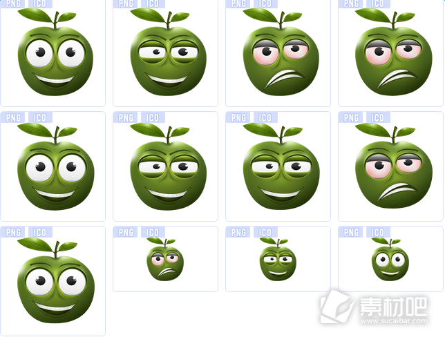 绿色苹果表情图标