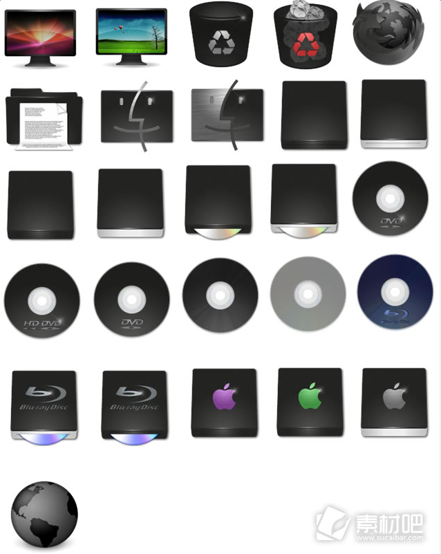 黑色苹果系统图标素材