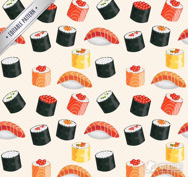寿司无缝背景矢量图片 AI