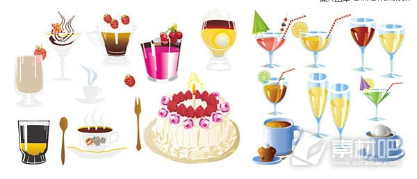 蛋糕和饮品矢量图片