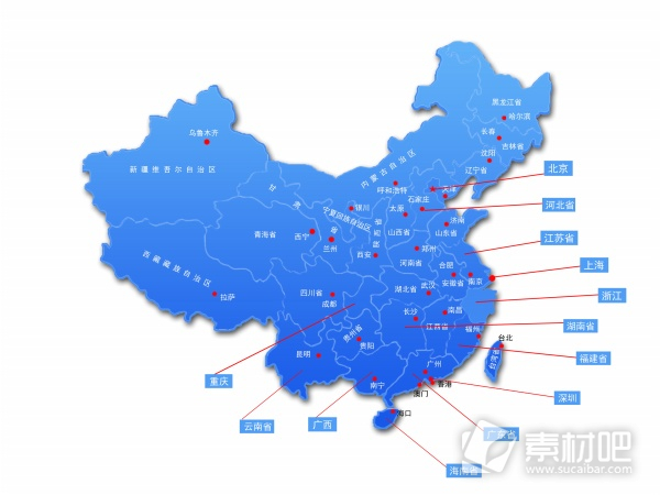中国地图PSD分层素材