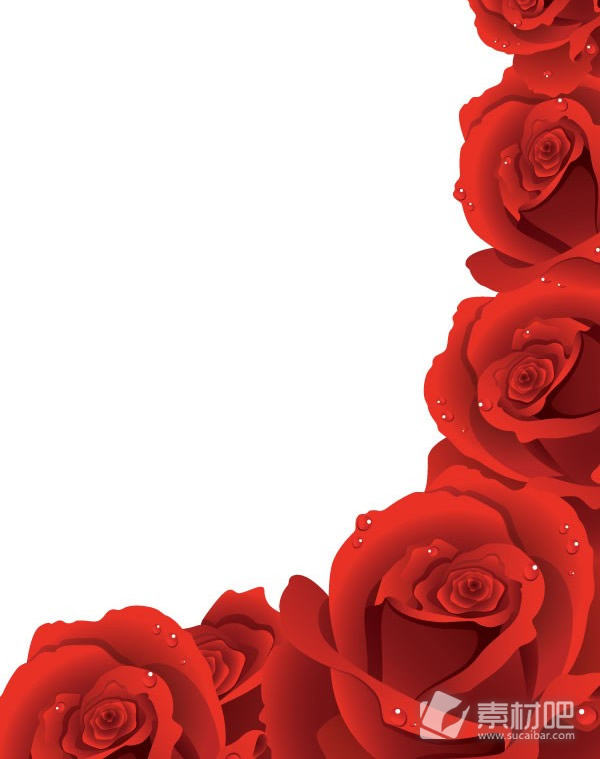 红玫瑰花边矢量图片