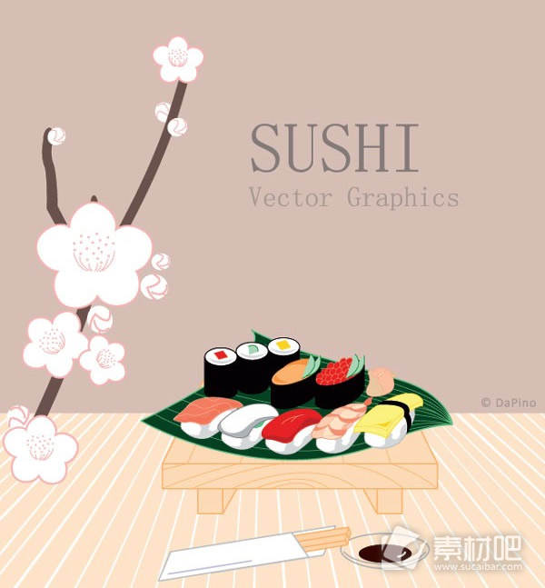 日式风味的寿司矢量图