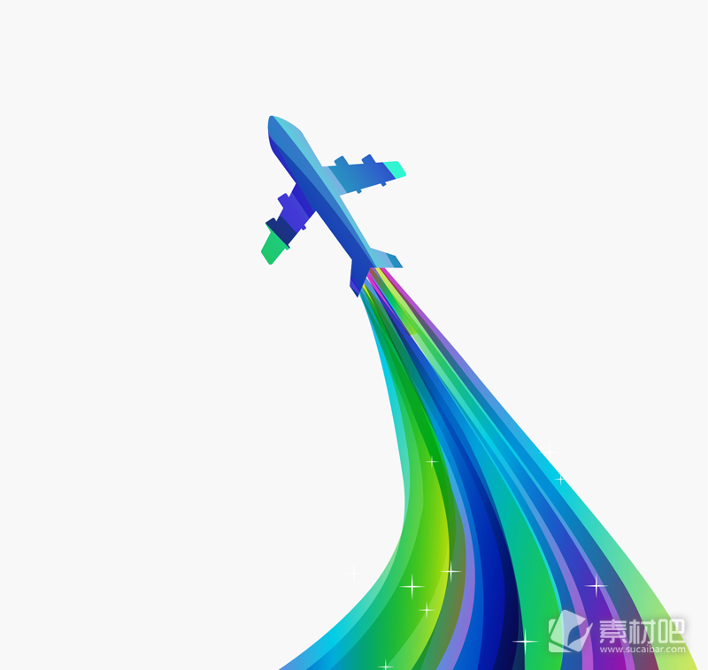 创意飞机和彩色轨迹矢量素材