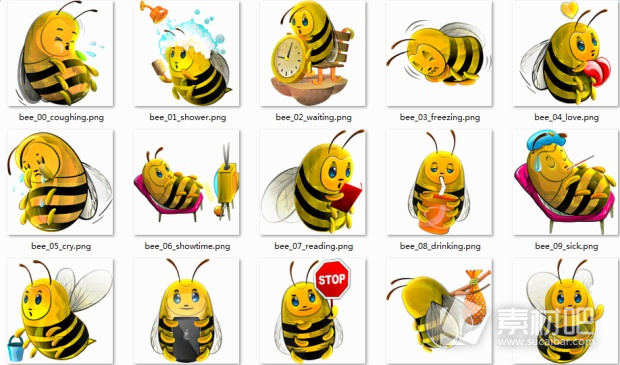 可爱的小蜜蜂PNG系列素材