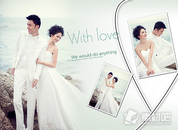 简约海滨韩式婚纱电子相册设计模板PSD素材