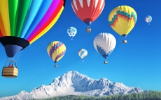 热气球雪山风景自然风光图片免费下载