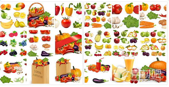 新鲜蔬菜水果矢量图片 AI