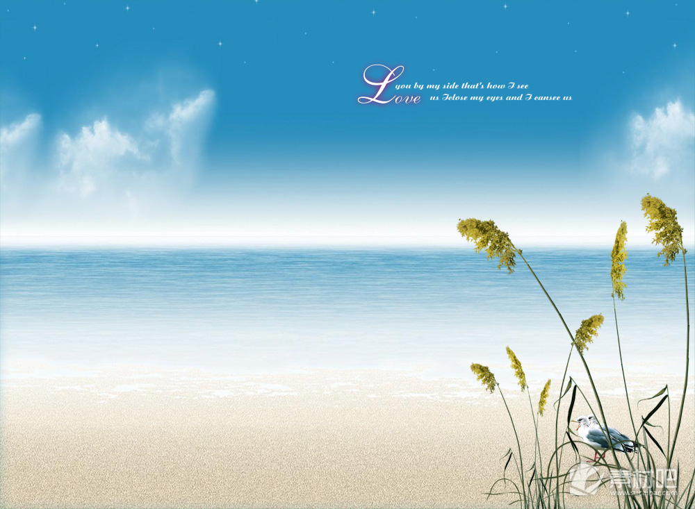 意境海滩风景桌面PSD图片壁纸