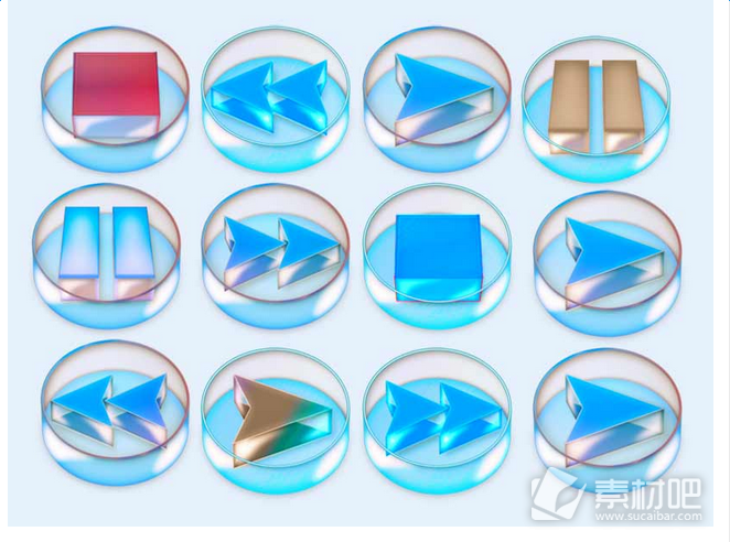 蓝色的水晶箭头图标PNG图片素材