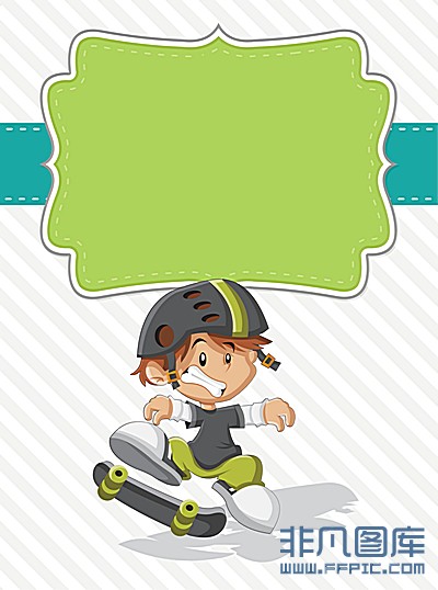 可爱滑板男孩背景页面矢量素材下载