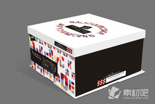 生日蛋糕包装盒PSD素材