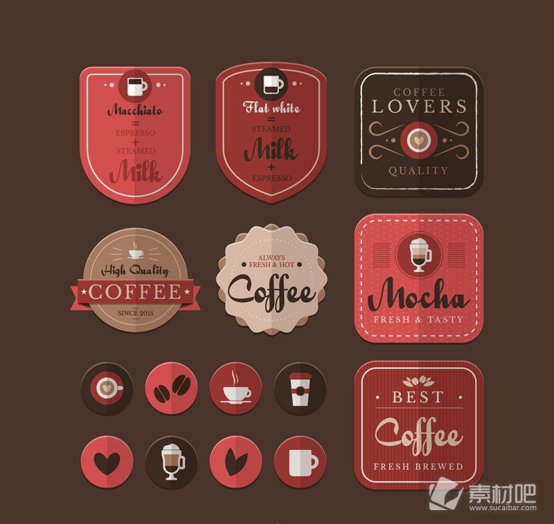 15款质感咖啡元素标签矢量图