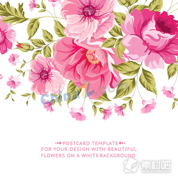 复古粉色花卉卡片