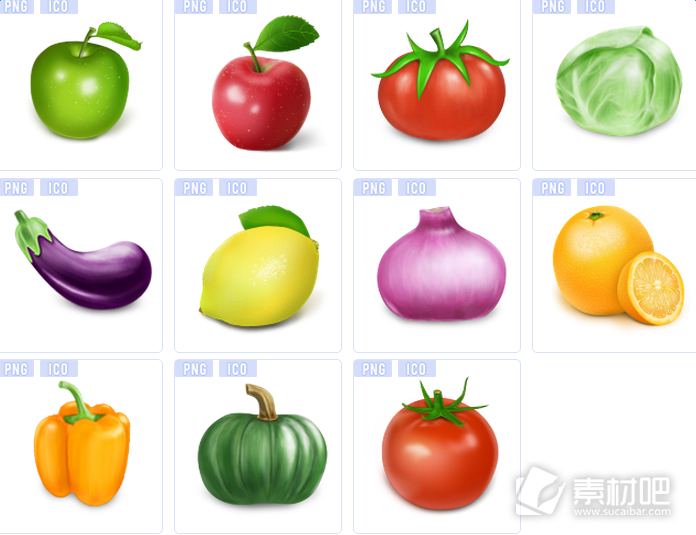 新鲜水果蔬菜图标下载