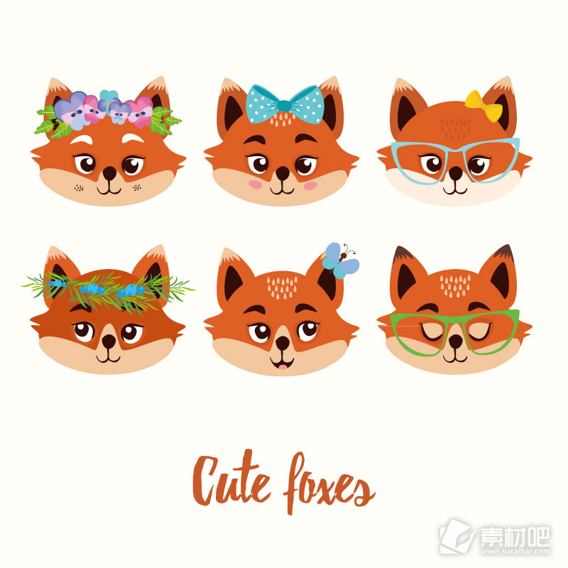 6款创意狐狸头像矢量素材