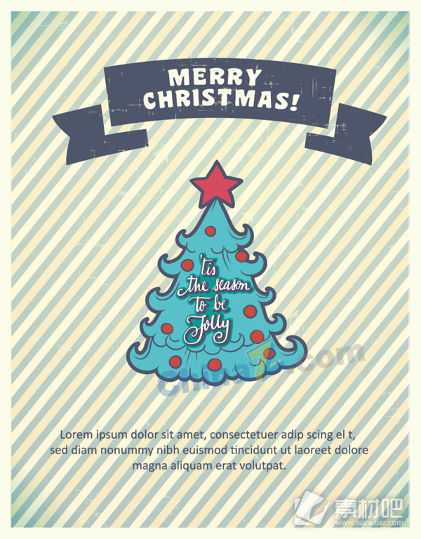 圣诞树插画海报矢量图