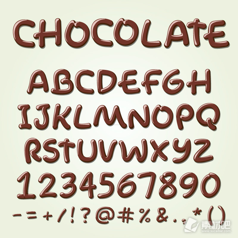 50款创意巧克力字母与数字矢量图