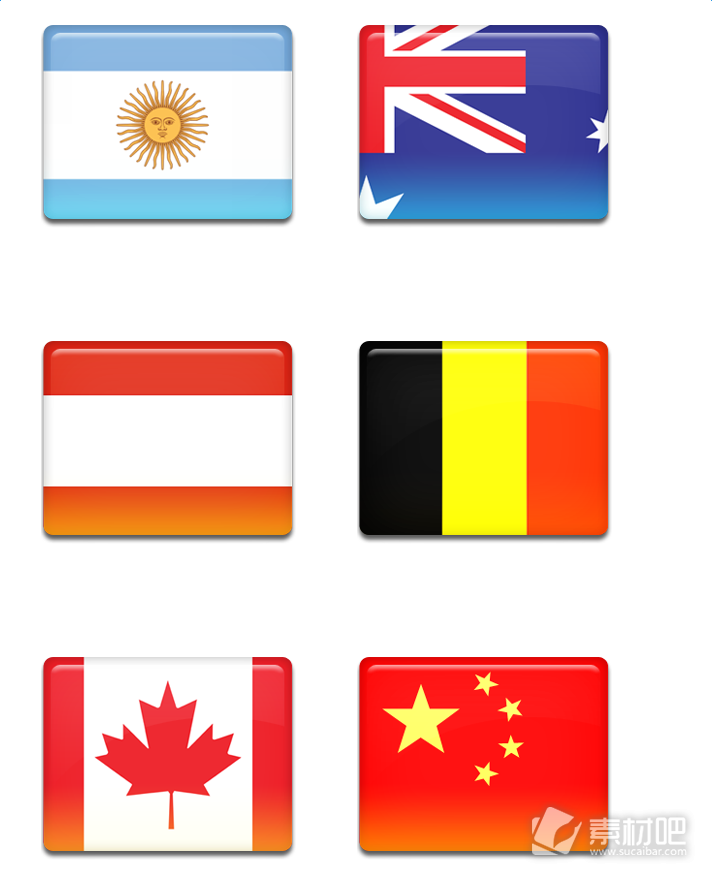 14个质感国旗PNG图标