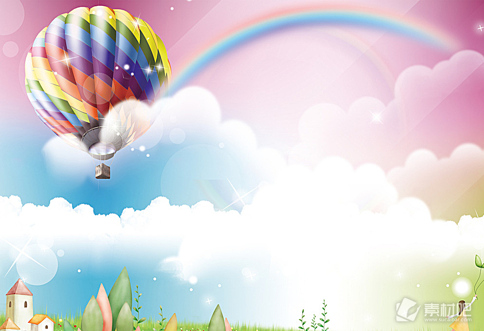 矢量彩虹气球海报素材psd图片