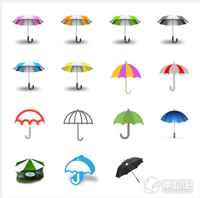 彩色雨伞图标素材
