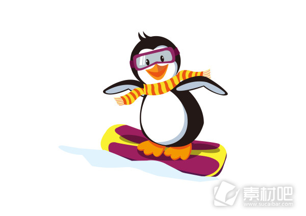 滑雪企鹅矢量图 AI