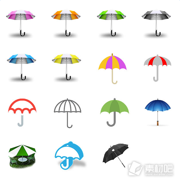 彩色雨伞图标素材