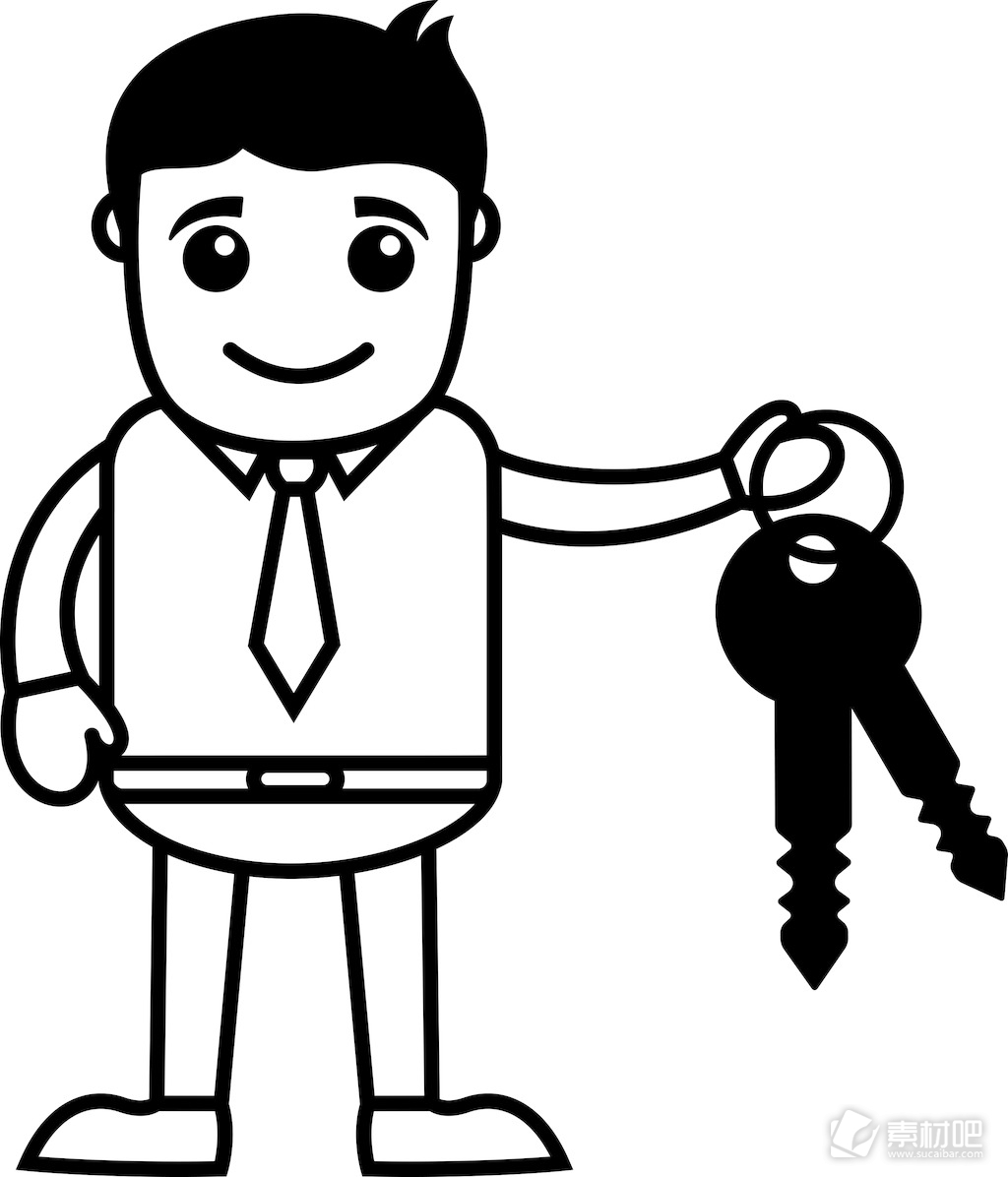 人与车钥匙-房地产贷款的概念-商业卡通