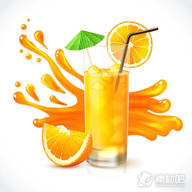 高清橙子饮料矢量图素材