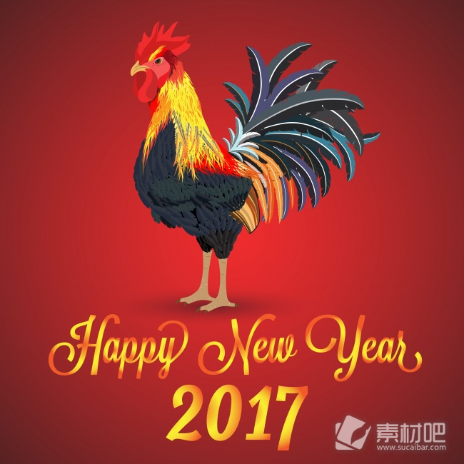 2017彩绘公鸡背景图