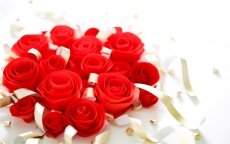 情人节浪漫红玫瑰花束宽屏壁纸图片