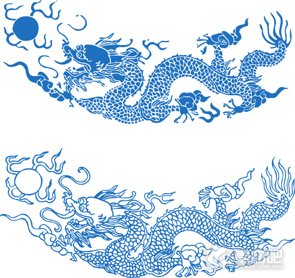 中国传统龙纹图案矢量素材