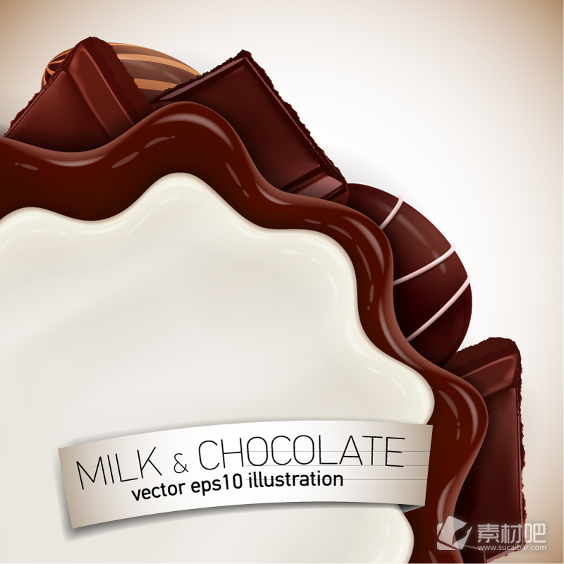 创意花形牛奶巧克力矢量素材